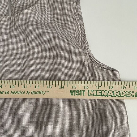 J McLaughlin Theodora Top 100% Linen Medium Tan Houndstooth Sleeveless Preppy - Picture 10 of 15